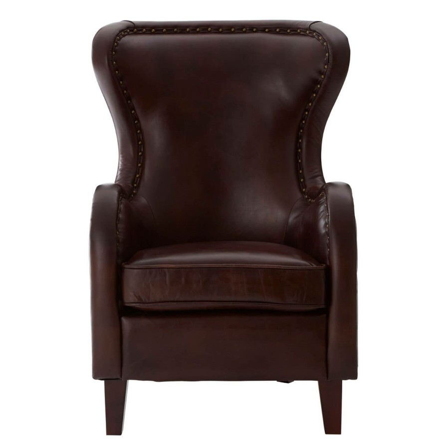 FURNITURE Fifty Five South Seating | Victor Dark Coffee Leather Armchair