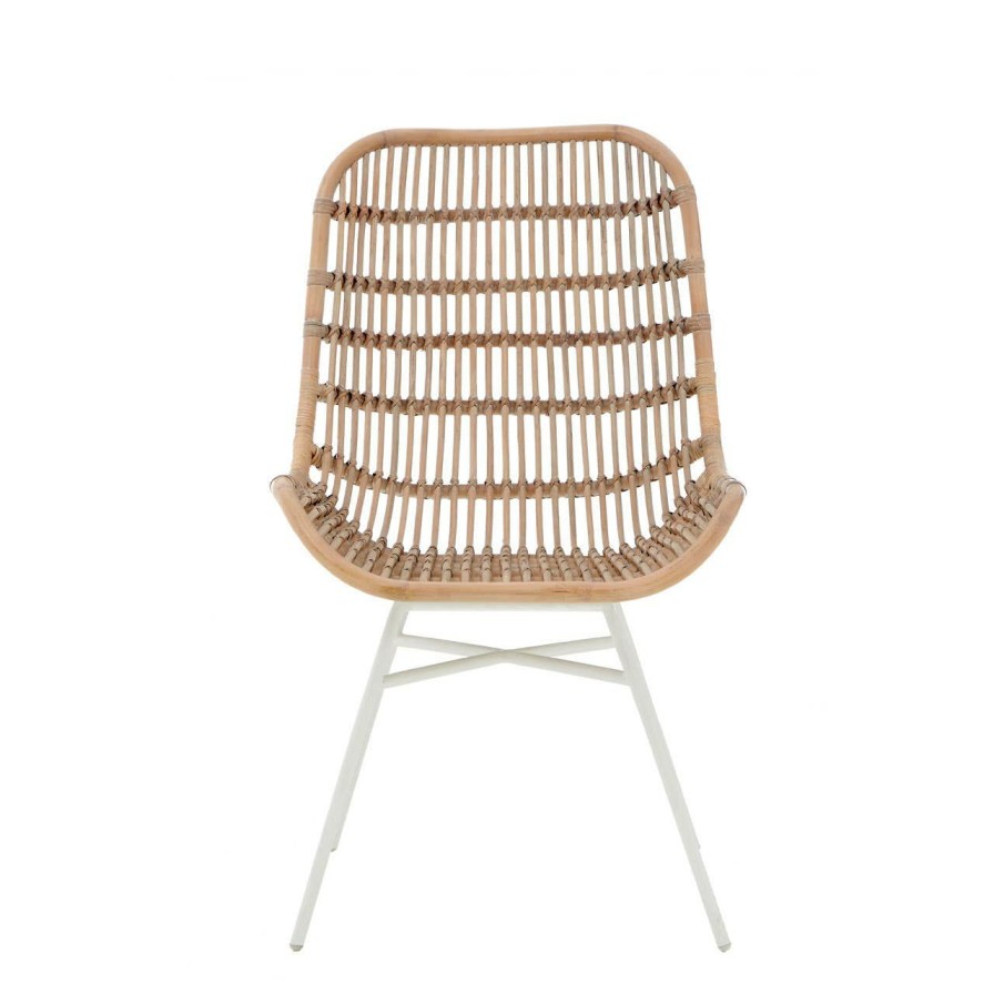 FURNITURE Premier Conservatory | Lagom White Wash Natural Rattan And White Iron Chair