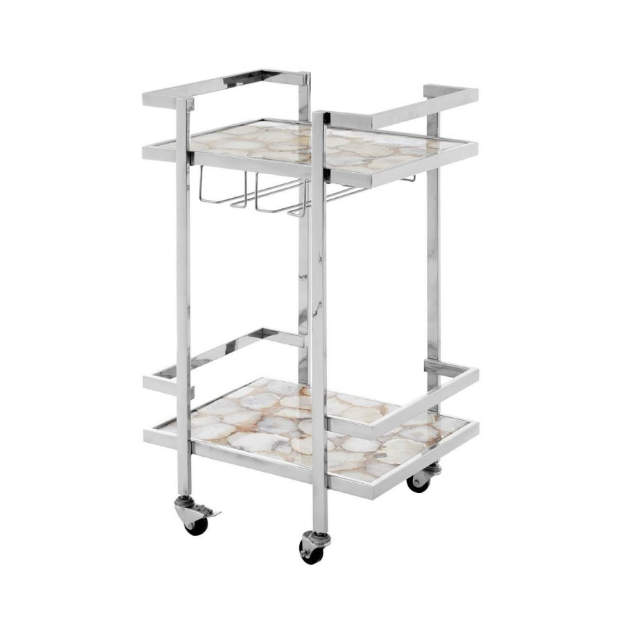 Kitchen and Dining Fifty Five South Kitchen Organisation | Vita White Agate Drinks Trolley