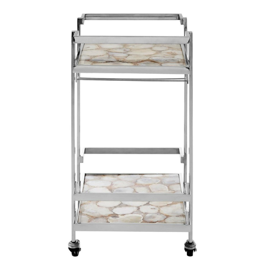 Kitchen and Dining Fifty Five South Kitchen Organisation | Vita White Agate Drinks Trolley