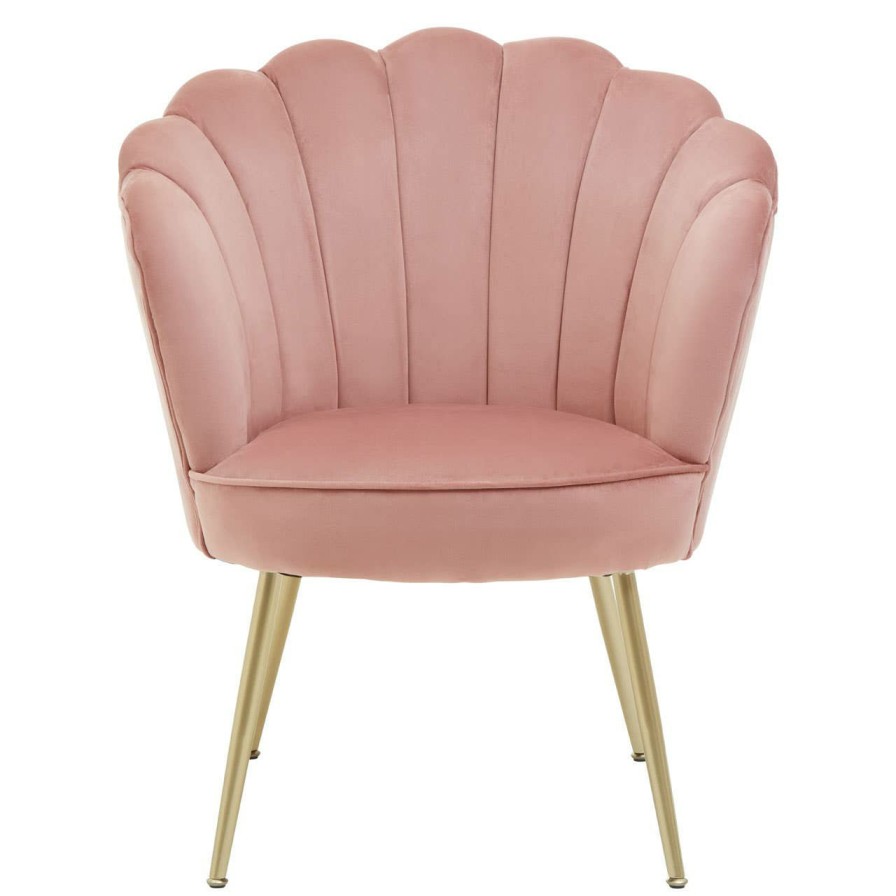 FURNITURE Premier Seating | Ovala Pink Velvet Scalloped Chair