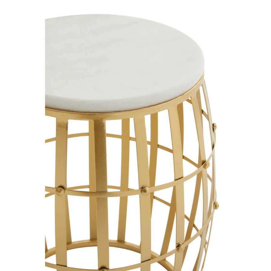 FURNITURE Premier Nesting Tables | Jolie Set Of Two Round Table With White Marble And Gold Frame