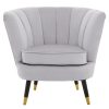 FURNITURE Premier Statement Chairs | Loretta Grey Velvet Chair With Black Wood And Gold Finish Legs