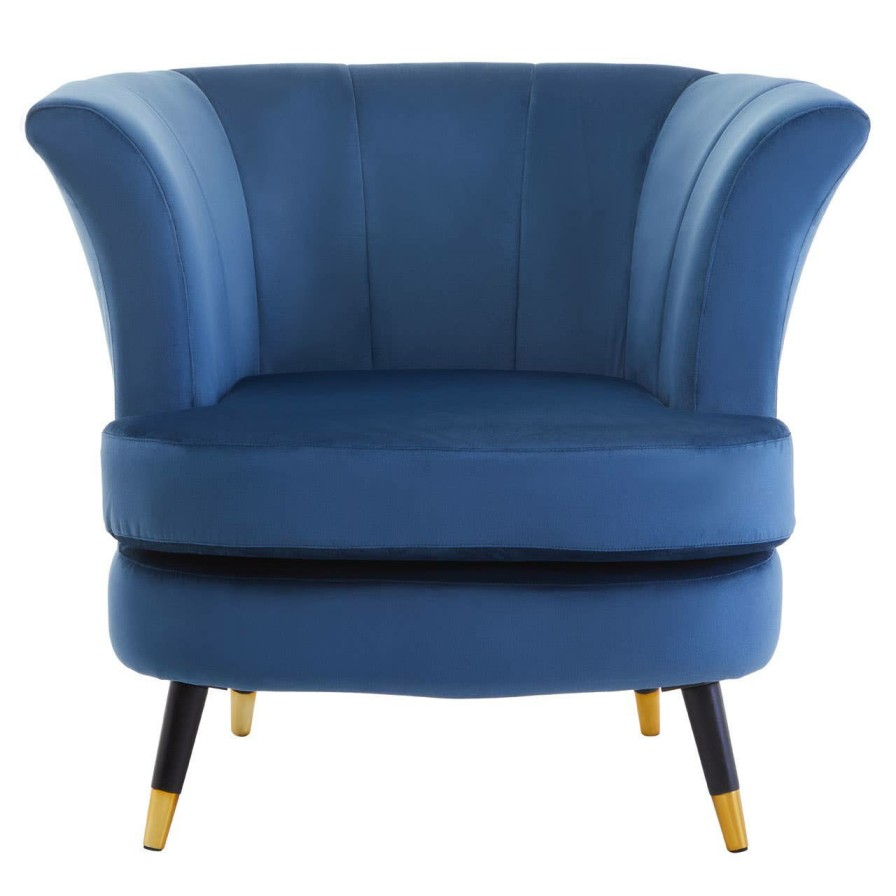 FURNITURE Premier Statement Chairs | Loretta Midnight Velvet Scalloped Chair