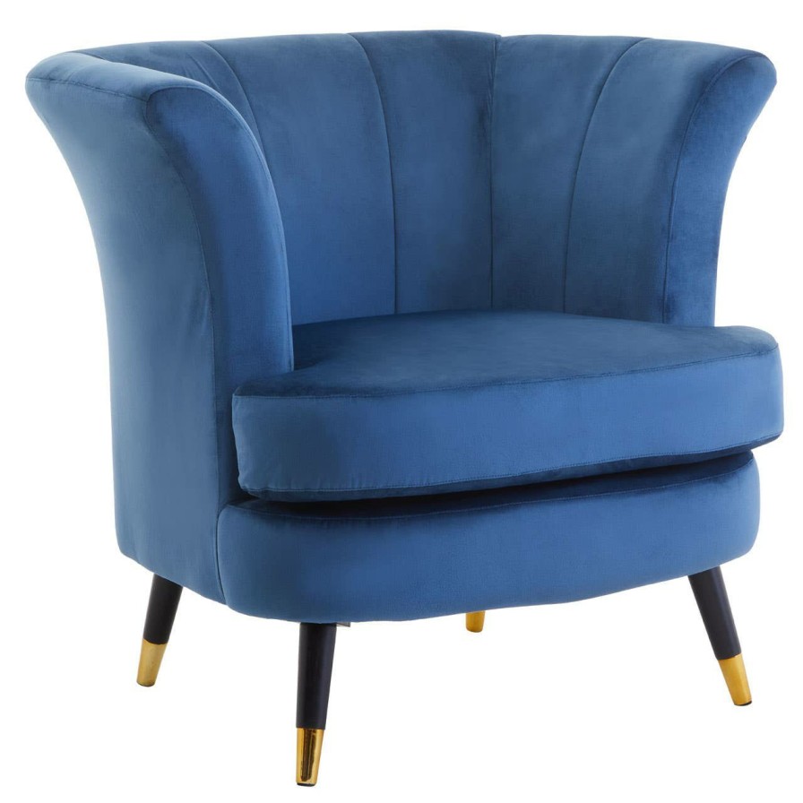 FURNITURE Premier Statement Chairs | Loretta Midnight Velvet Scalloped Chair