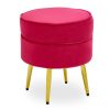 FURNITURE Fifty Five South Seating | Tamra Round Velvet Gold Leg Footstool