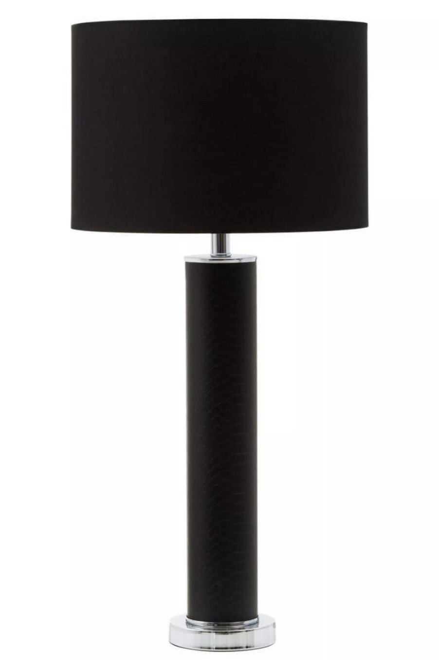 Accessories Fifty Five South Table Lamps | Hanah Black Snake Leather Effect Table Lamp With Chrome Base