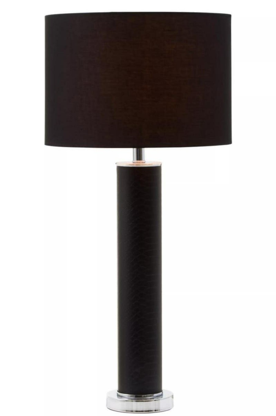 Accessories Fifty Five South Table Lamps | Hanah Black Snake Leather Effect Table Lamp With Chrome Base