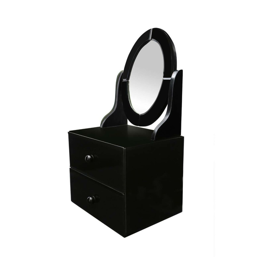 FURNITURE Premier Dressing Tables | Black Glass 2 Drawer Dresser Unit