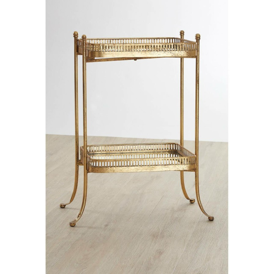 FURNITURE Premier Side Tables | Reza 2 Tiers Gold Tray Table