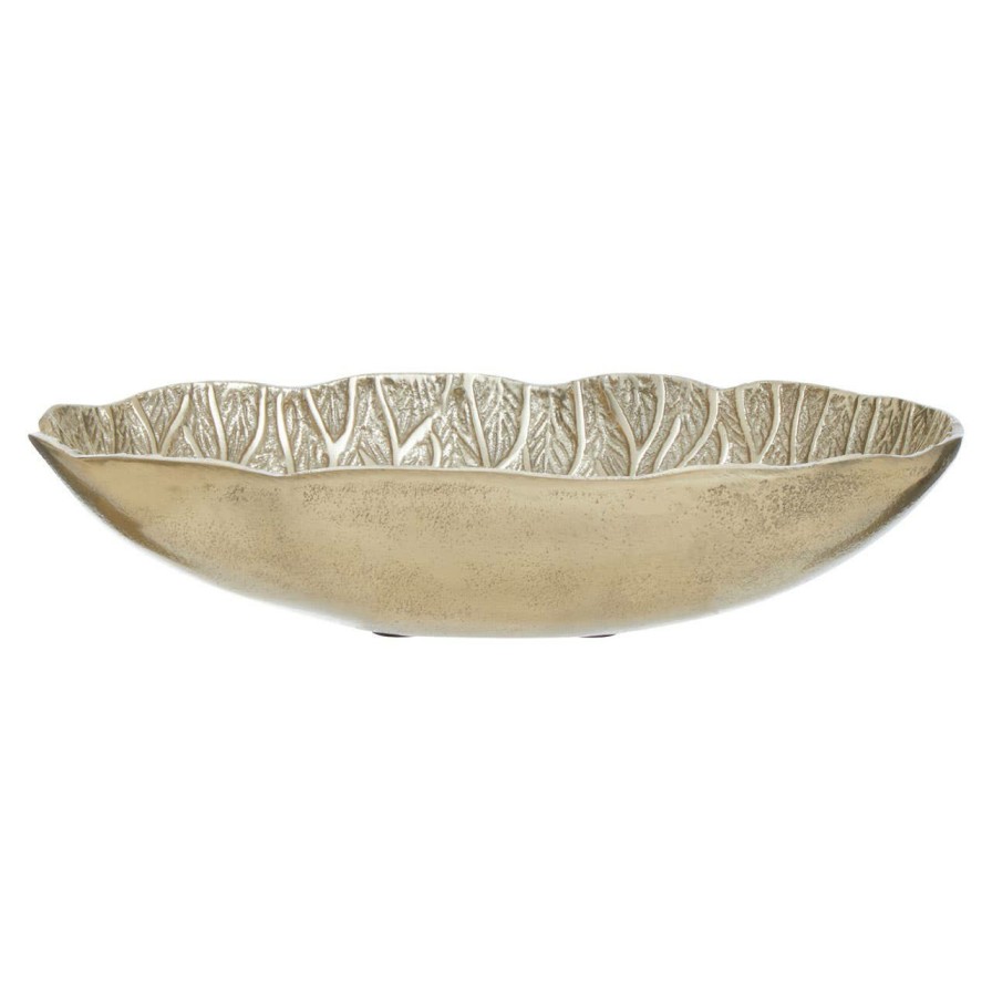 Accessories Fifty Five South Decorative Bowls Plates and Bottles | Salma Gold Finish Lotus Leaf Bowl