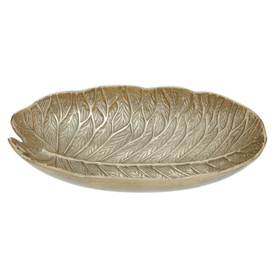 Accessories Fifty Five South Decorative Bowls Plates and Bottles | Salma Gold Finish Lotus Leaf Bowl