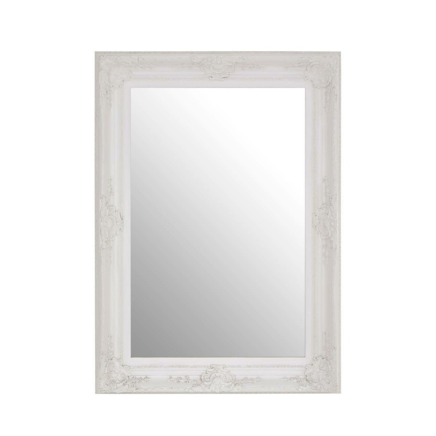 Bathe and Utility Premier Mirrors | Baroque Rectangular Antique White Wall Mirror