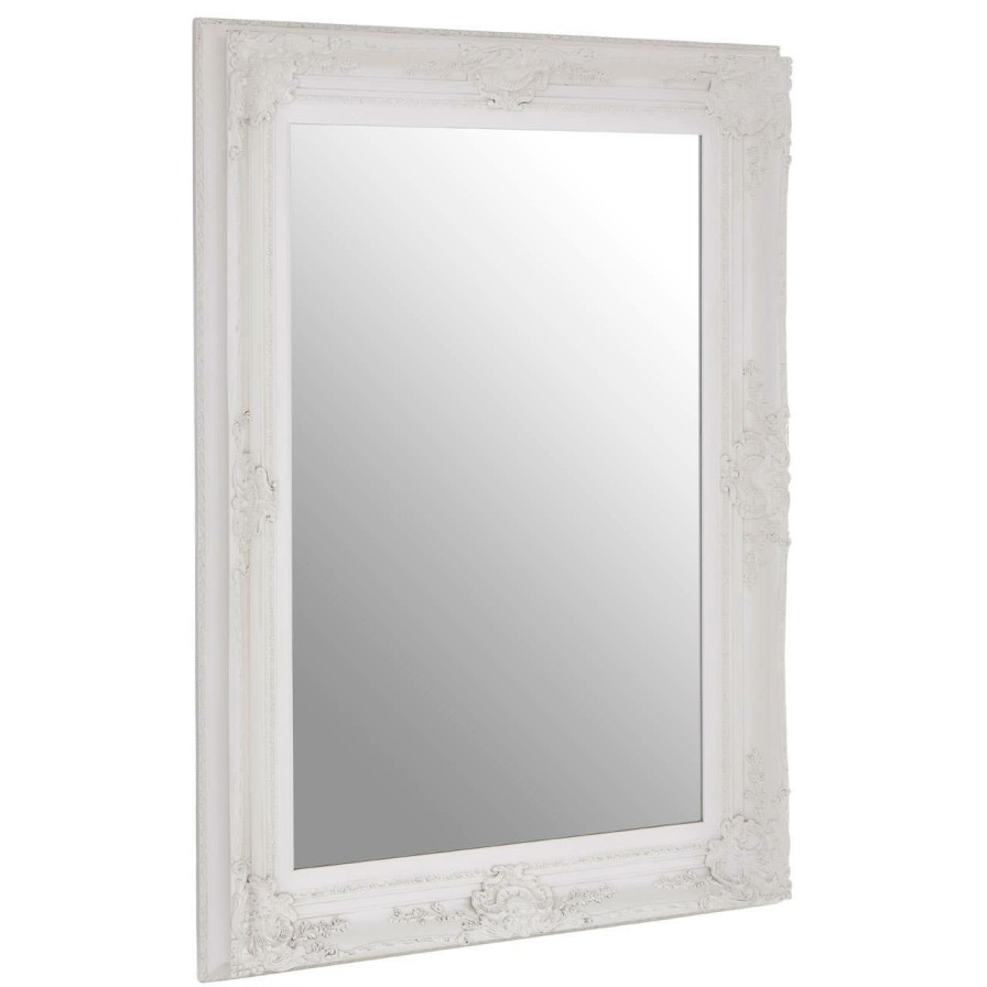 Bathe and Utility Premier Mirrors | Baroque Rectangular Antique White Wall Mirror