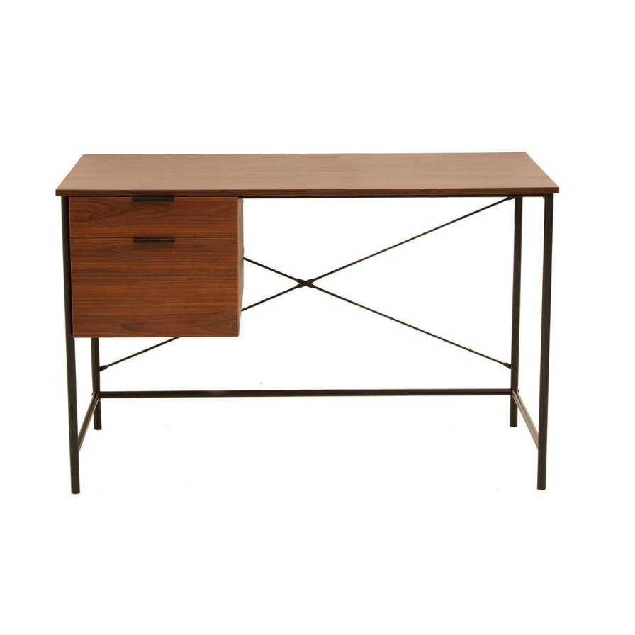 FURNITURE Premier Desks | Bradbury Walnut Veneer Desk With Drawers