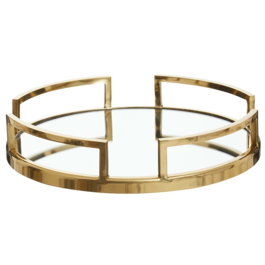 Accessories Fifty Five South Trays and Coasters | Cruzar Gold Finish Mirrored Tray