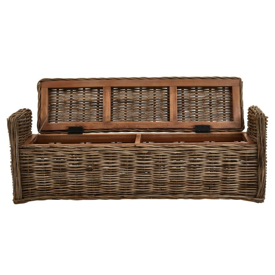 FURNITURE Fifty Five South Benches | Java Grey Natural Rattan Bench