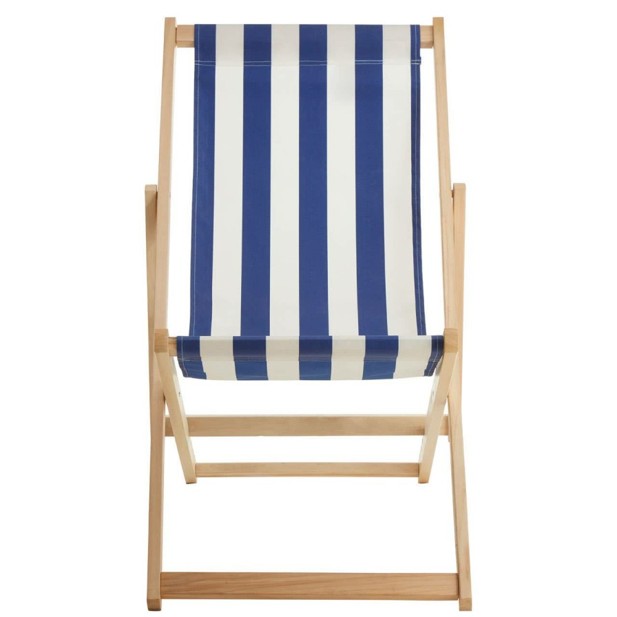 Outdoor Premier Outdoor Seating | Beauport Navy And White Deck Chair