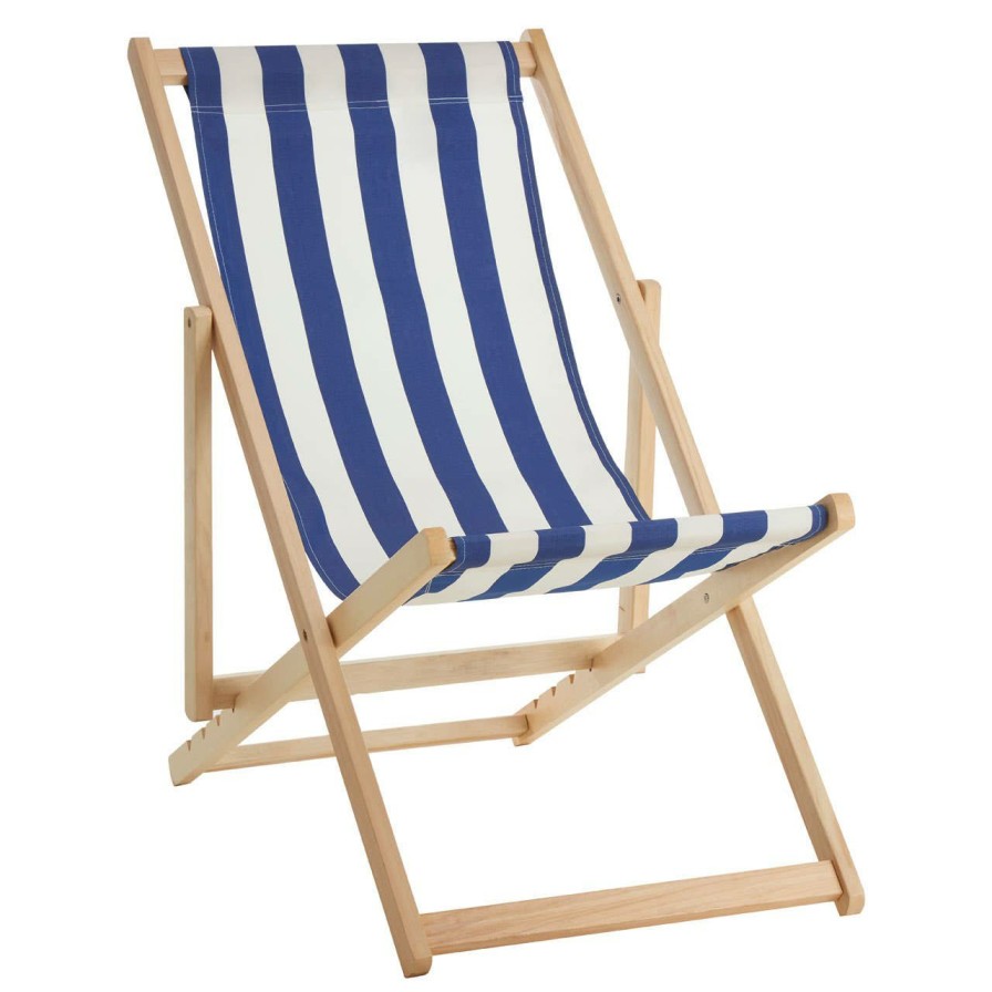 Outdoor Premier Outdoor Seating | Beauport Navy And White Deck Chair