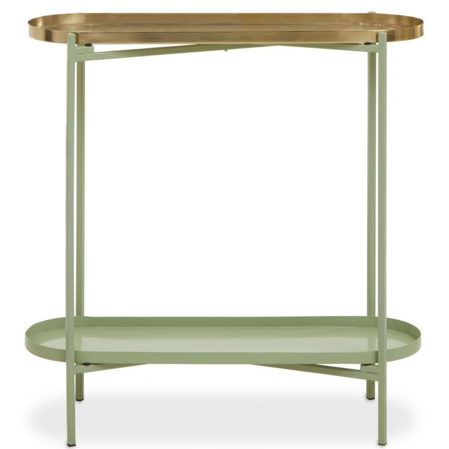 FURNITURE Fifty Five South Console Tables | Sabia Green And Gold Iron Console Table