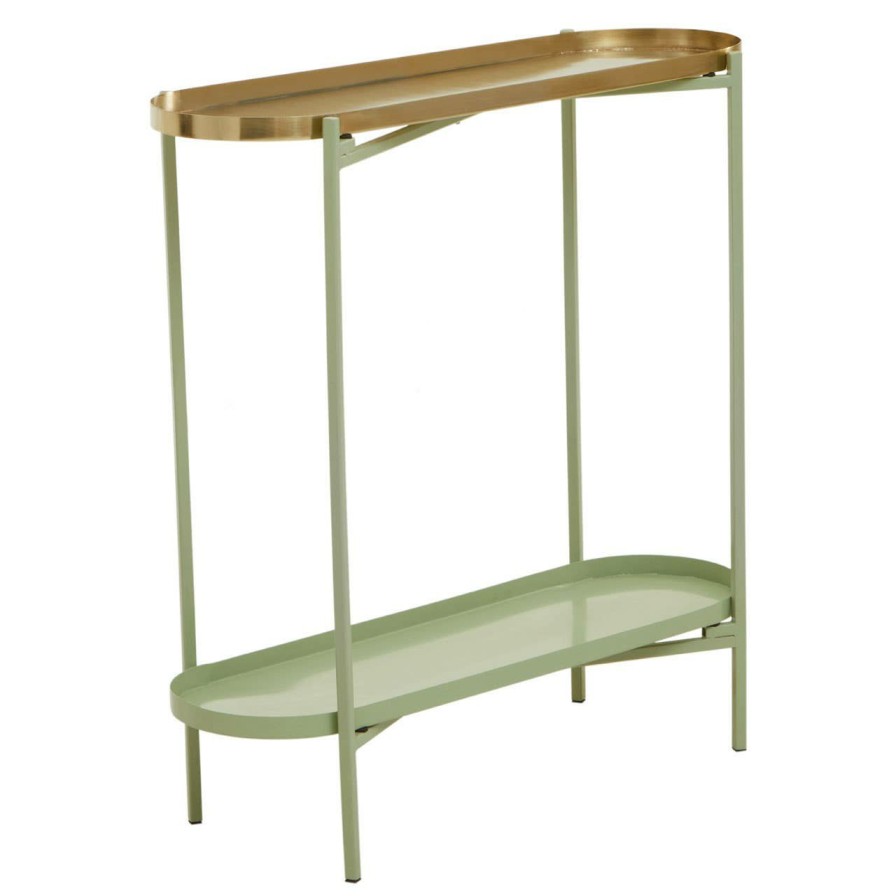 FURNITURE Fifty Five South Console Tables | Sabia Green And Gold Iron Console Table