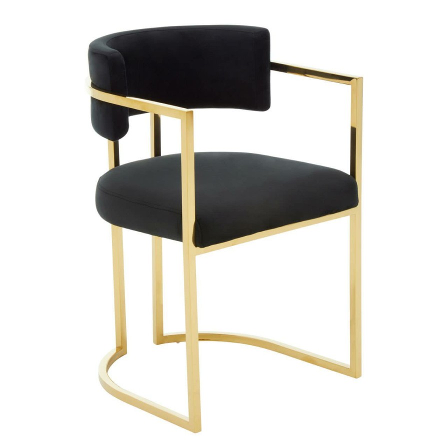 FURNITURE Fifty Five South Seating | Azalea Black Velvet Dining Chair