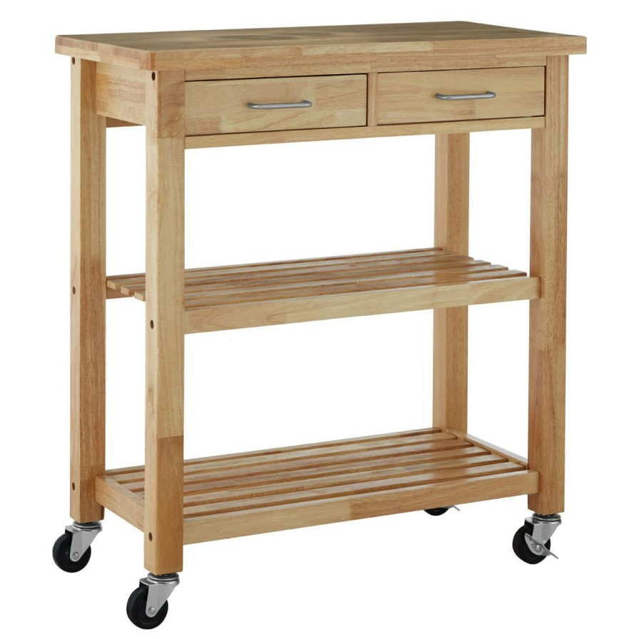 FURNITURE Premier Bar Carts and Trolleys | Glenn Tropical Hevea Wood Kitchen Trolley