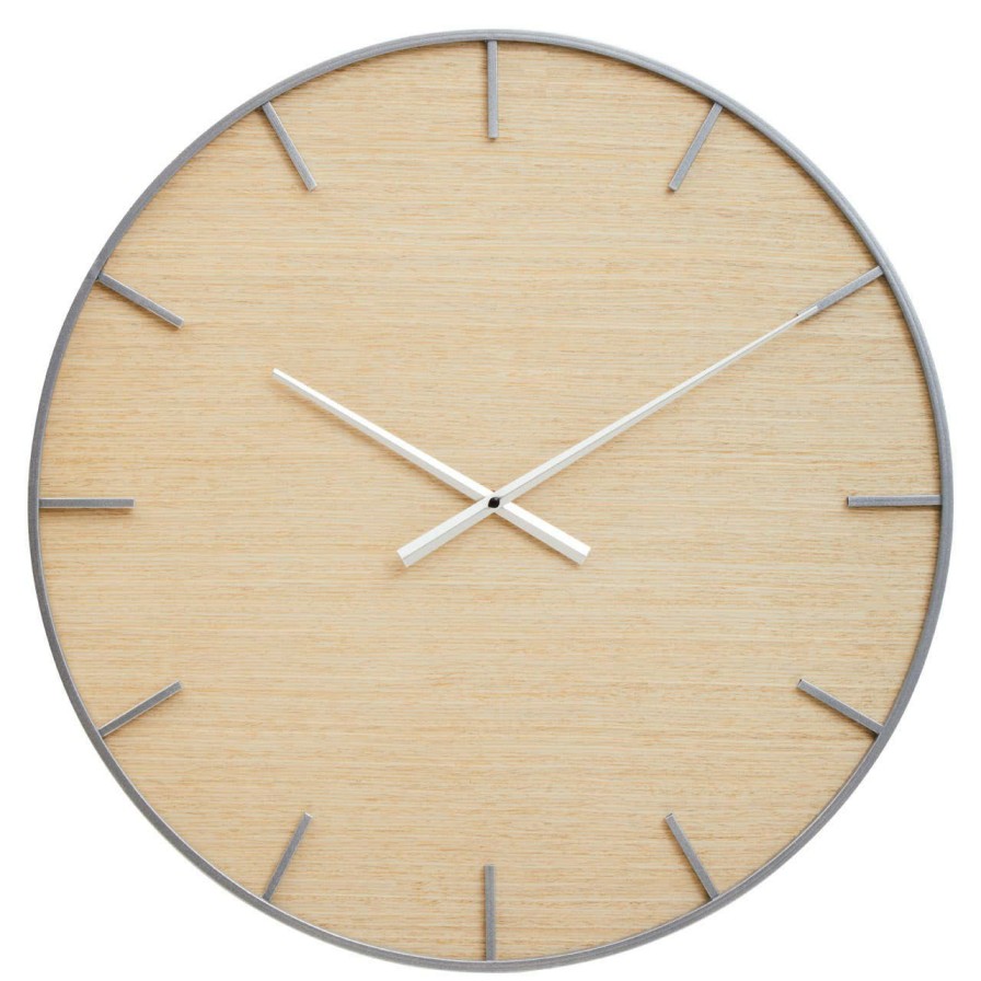 Accessories Fifty Five South Wall Clocks | Kent Silver And Natural Wall Clock