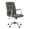 FURNITURE Premier Home Office Chairs | Brent Grey Leather Effect And Chrome Home Office Chair