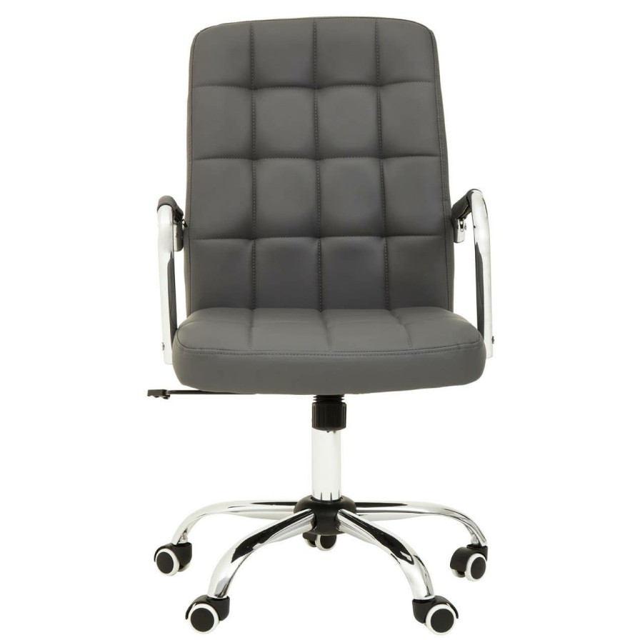 FURNITURE Premier Home Office Chairs | Brent Grey Leather Effect And Chrome Home Office Chair