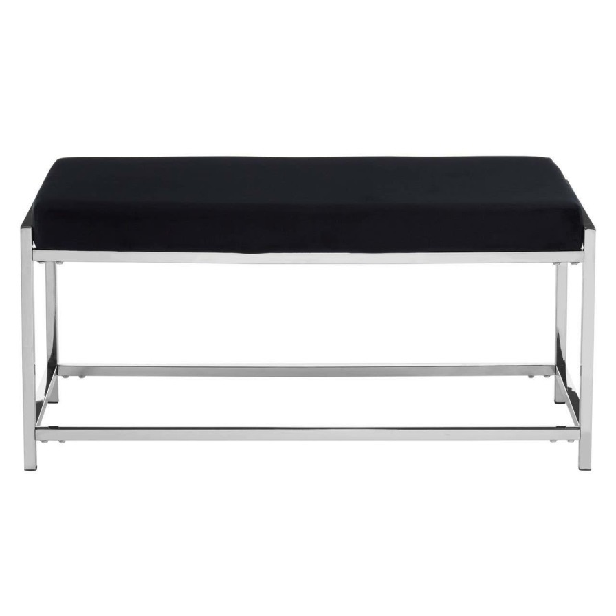 FURNITURE Premier Benches | Allure Black Seat And Silver Metal Frame Bench