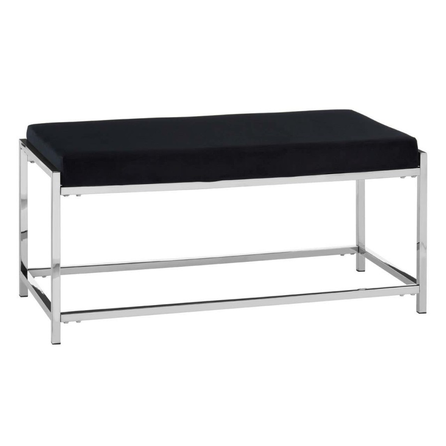 FURNITURE Premier Benches | Allure Black Seat And Silver Metal Frame Bench