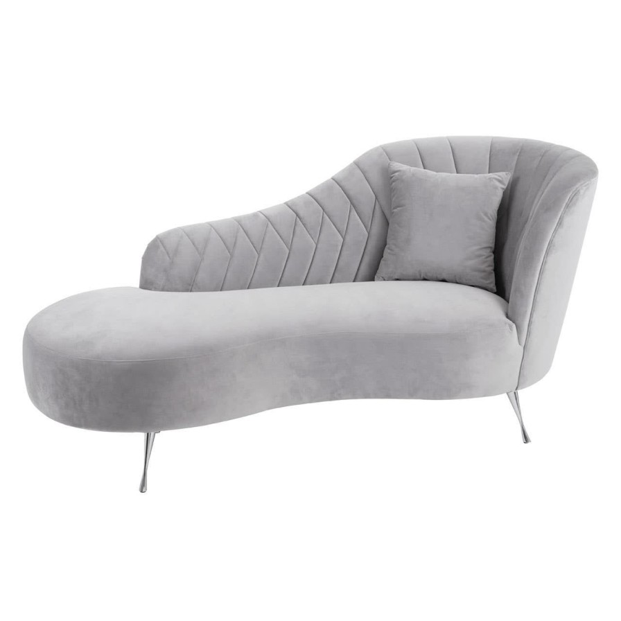 FURNITURE Fifty Five South Chaise Lounges | Rene Grey Velvet Chaise Longue