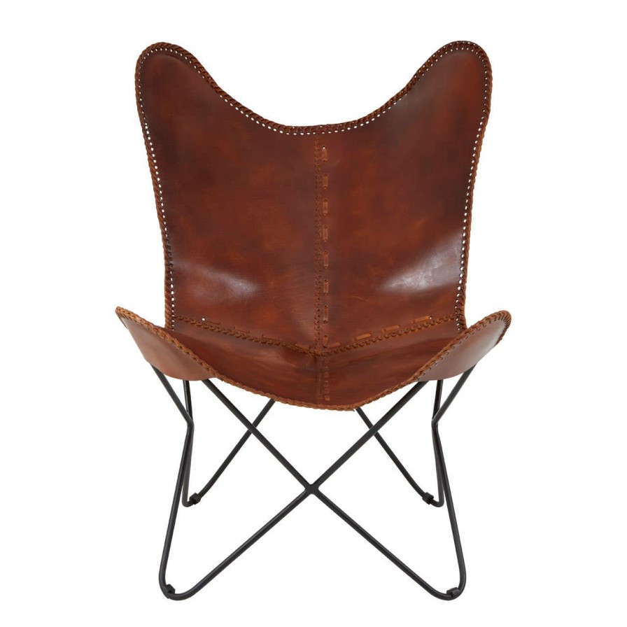 FURNITURE Fifty Five South Folding Chairs | Buffalo Tan Leather Butterfly Chair