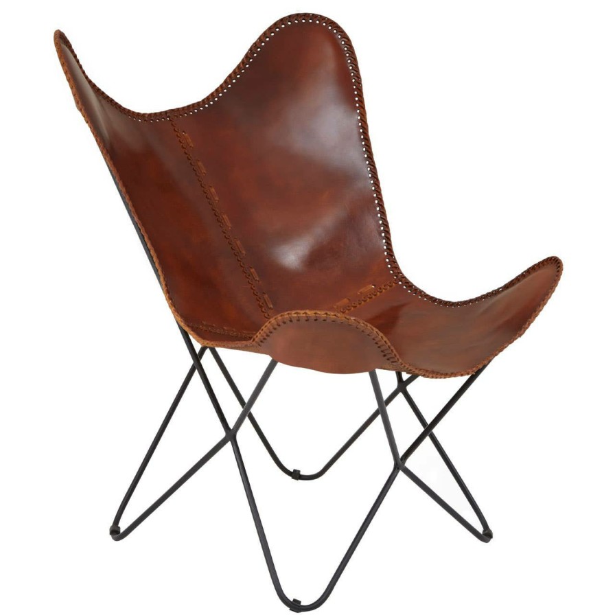 FURNITURE Fifty Five South Folding Chairs | Buffalo Tan Leather Butterfly Chair