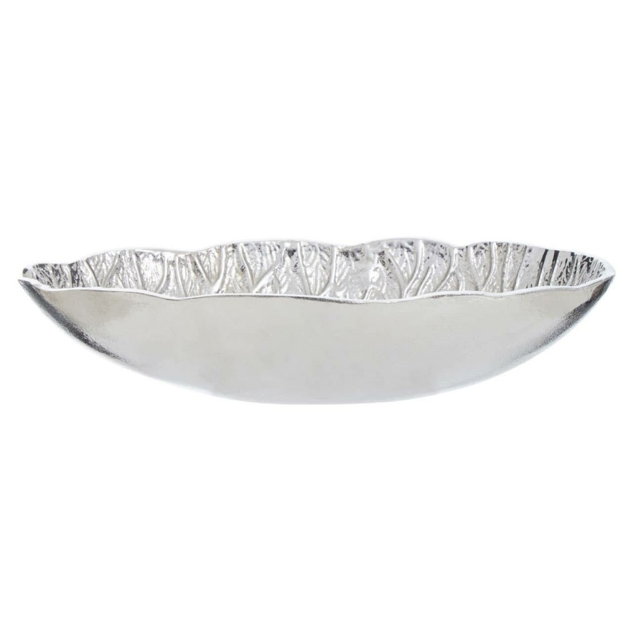 Accessories Fifty Five South Decorative Bowls Plates and Bottles | Salma Silver Finish Lotus Leaf Bowl