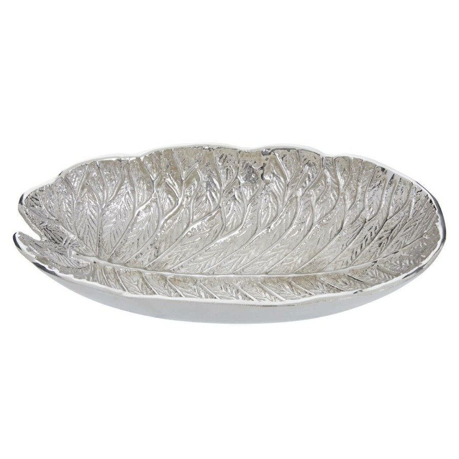 Accessories Fifty Five South Decorative Bowls Plates and Bottles | Salma Silver Finish Lotus Leaf Bowl