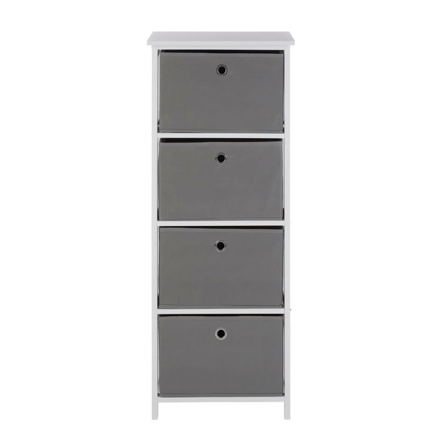 FURNITURE Premier Storage | Lindo 4 Grey Fabric Drawers Cabinet