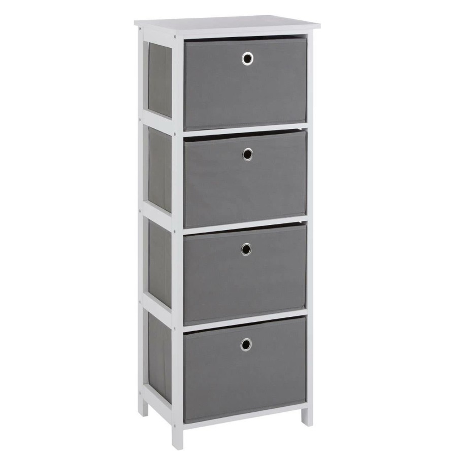 FURNITURE Premier Storage | Lindo 4 Grey Fabric Drawers Cabinet