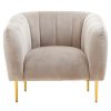 FURNITURE Fifty Five South Armchairs | Yasmeen Mink Velvet Channel Detail Armchair