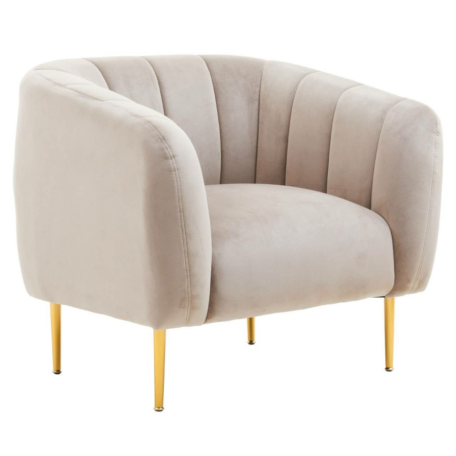 FURNITURE Fifty Five South Armchairs | Yasmeen Mink Velvet Channel Detail Armchair