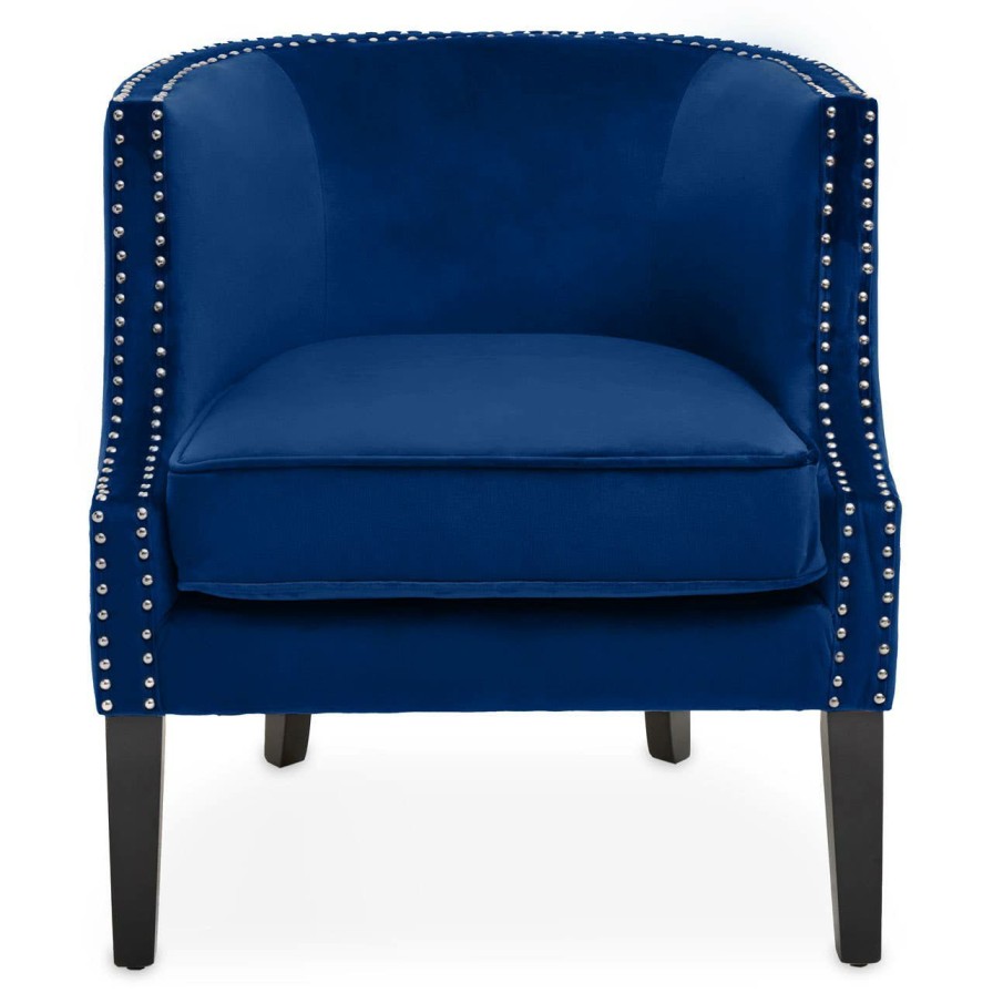 FURNITURE Premier Statement Chairs | Larissa Blue Velvet Studded Chair