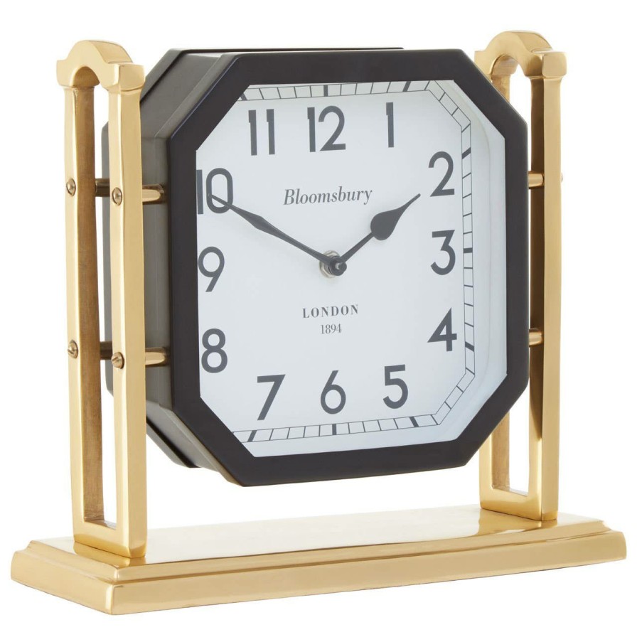 Accessories Fifty Five South Mantel Clocks | Hampstead Gold And Black Mantel Clock