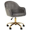 FURNITURE Premier Home Office Chairs | Brent Grey Velvet And Gold Base Home Office Chair