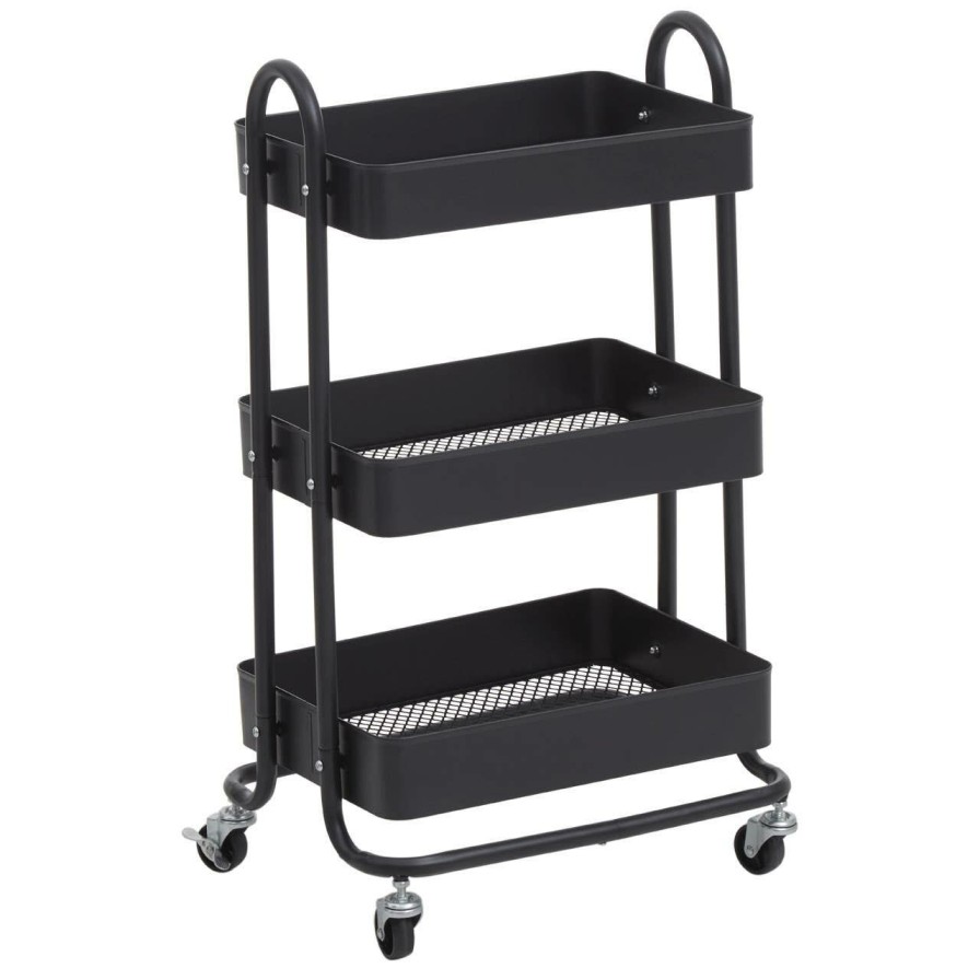 FURNITURE Premier Bar Carts and Trolleys | Acero Three Tier Black Trolley