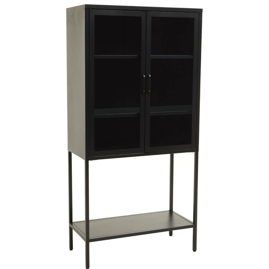 FURNITURE Premier Cabinets | Acier Two Door Black Cabinet With Shelf