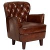 FURNITURE Fifty Five South Seating | Victor Mocha Brown Button Back Armchair