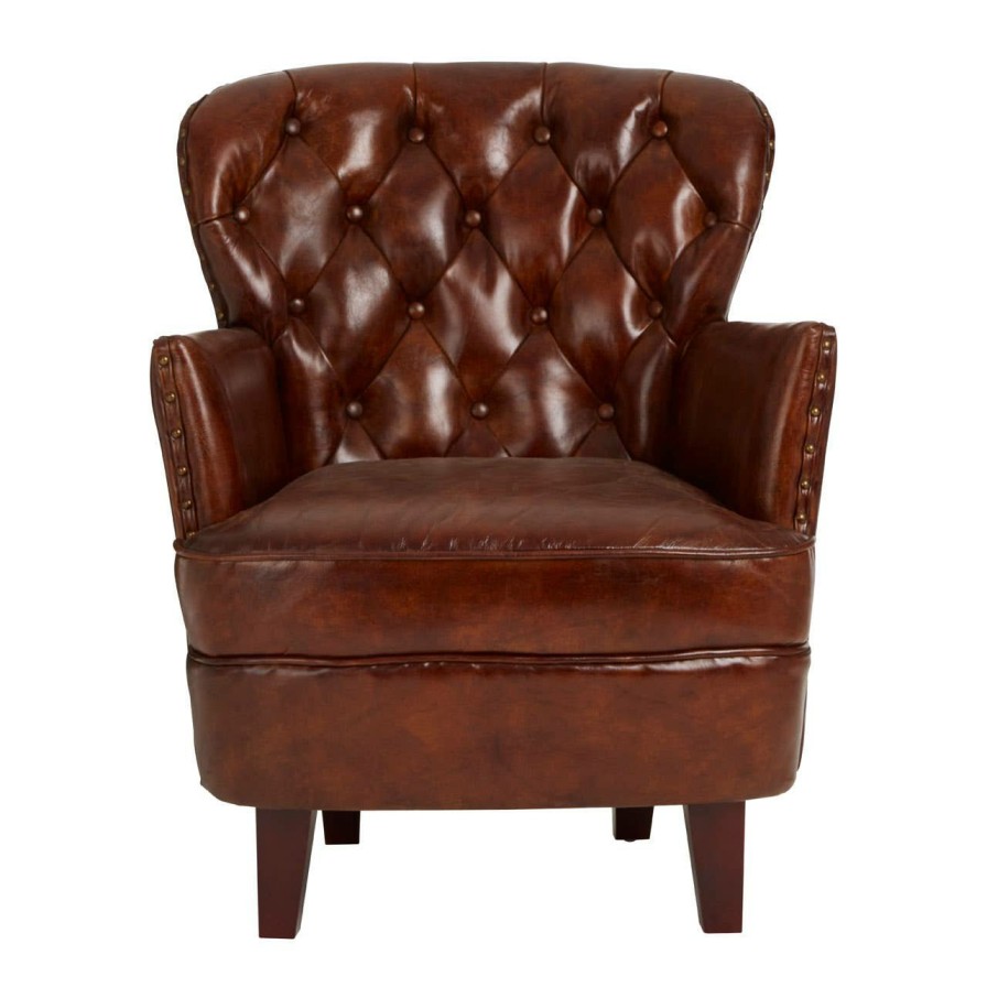 FURNITURE Fifty Five South Seating | Victor Mocha Brown Button Back Armchair