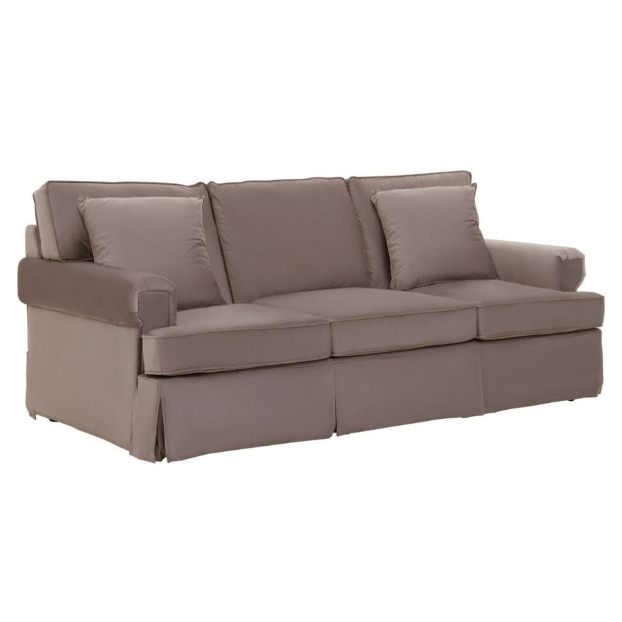 FURNITURE Fifty Five South Sofas | Ralph Three Seat Mink Velvet Sofa