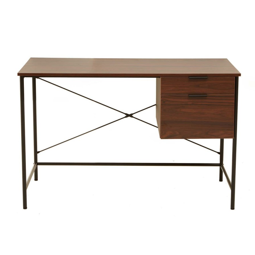 FURNITURE Premier Desks | Bradbury Dark Walnut Veneer Desk With Drawers